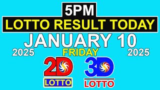 5pm Lotto Result Today January 10 2025  PCSO 2D 3D Lotto [upl. by Garry709]