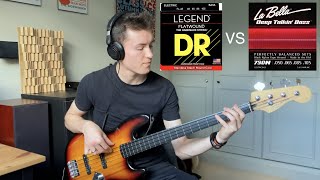 Flatwound vs Tapewound Strings Demo DRLaBella Black Nylon [upl. by Farnsworth56]