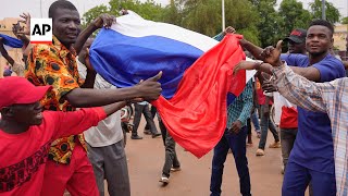 Gunfire erupts at Niger protest amid tensions [upl. by Nylcsoj]