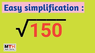 Square root of 150 simplified  Math Tutorial [upl. by Silvio]