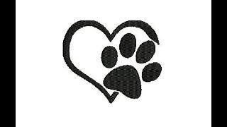 Paw print In Heart Free Embroidery Design [upl. by Sorenson]