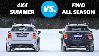 4WD vs All Weather  All Season Tires  Is AWD better than the correct tyres [upl. by Eisdnyl]