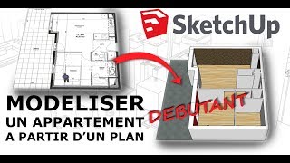 SketchUp DEBUTANT  Modeliser un appartement en 3D [upl. by Borroff]