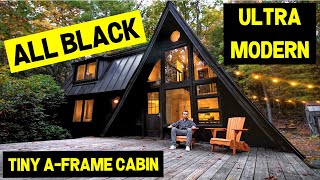 ULTRAMODERN TINY ALL BLACK AFRAME CABIN Full Tour [upl. by Netsirk139]