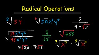 Simplifying Radical Expressions Adding Subtracting Multiplying Dividing amp Rationalize [upl. by Hanonew]