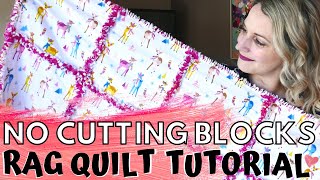 1 HOUR RAG QUILT WITHOUT CUTTING BLOCKS Sewing Tutorial Beginners Sewing Project [upl. by Nnahgiel]