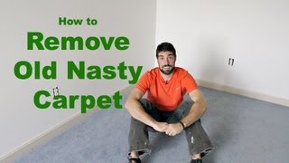 How to Remove Old Nasty Carpet DIY [upl. by Ordnas]