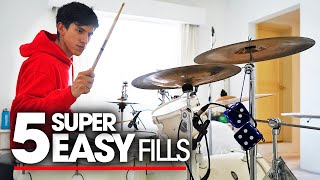 5 SUPER EASY FILLS  Drum Lesson Tutorial [upl. by Rossner]