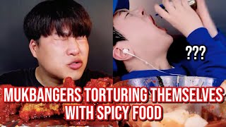 mukbangers CRYING from eating spicy food [upl. by Adnilem333]