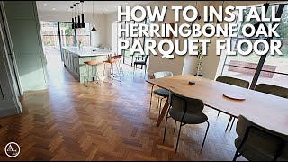 How to Install Herringbone Oak Parquet Floor [upl. by Ayetal]