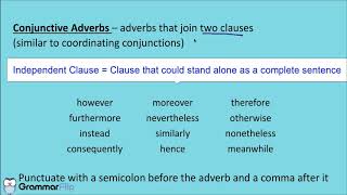 Conjunctive Adverbs  Grammar Lesson [upl. by Frodine]