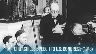 Sir Winston Churchills Fighting Speech To US Congress 1943  British Pathé [upl. by Ushijima198]