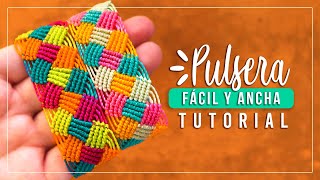 Cómo hacer pulsera de hilo fácil y ancha 18✨ Paso a Paso  DIY Macrame Friendship Bracelet [upl. by Orravan]