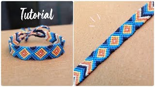 Pulsera de hilo paso a paso â—‡Tutorialâ—‡ Chevron Rombosâ—†Diamantes [upl. by Odericus526]