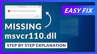 msvcr110dll Missing Error  How to Fix  2 Fixes  2021 [upl. by Inah822]