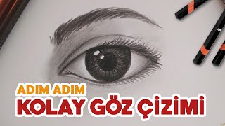 KOLAY KARAKALEM GÖZ ÇİZİMİ  Adım Adım Anlatarak [upl. by Enyt156]