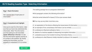 IELTS Academic Reading  Matching Information [upl. by Berwick]