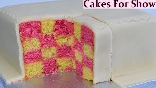 Making a Checkerboard Battenberg Cake [upl. by Erodroeht]