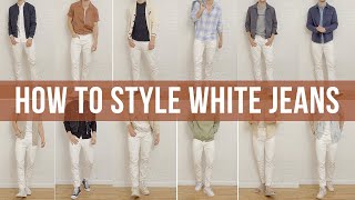 12 Casual Outfits Styling White Jeans  Mens Spring amp Summer Style [upl. by Nnazus]