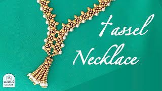 TAPERED TASSEL BEADED NECKLACE TUTORIAL [upl. by Akcirehs]