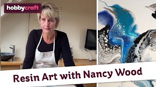 Hobbycraft LIVE Pebeo Resin Art with Nancy Wood  Art [upl. by Nirroc]