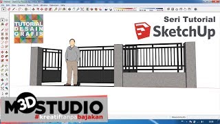 Cara membuat pagar di sketchup [upl. by Neomah]