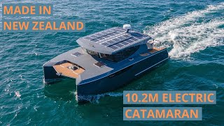 Electric Catamaran  Made in New Zealand  Herley Boats 3400 Powercat  Walk Through [upl. by Belldame]