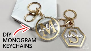 DIY MONOGRAM KEYCHAINS WITH VINYL TUTORIAL 😍 [upl. by Elbon803]