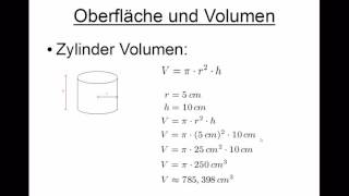 Oberfläche und Volumen Quader Kugel und Zylinder [upl. by Gurtner999]