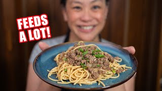 This Asian Garlic Beef Spaghetti Feeds a Growing Family [upl. by Ettena]