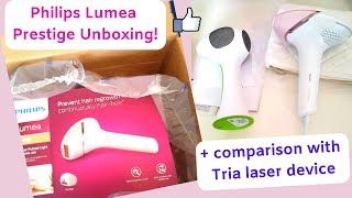 Philips Lumea Unboxing  Comparison with Tria  Review Home Laser Hair Removal [upl. by Theobald]