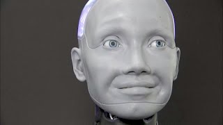 Humanoid robot Ameca wows visitors at CES [upl. by Meehaf]