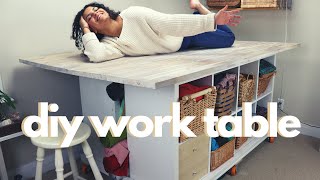 DIY Sewing Table with Ikea Kallax Shelves  LYDIA NAOMI [upl. by Asecnarf32]