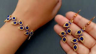 Seed Bead Jewelry Making Tutorials For BeginnersBracelet amp Earrings Useful amp Easy [upl. by Drona]