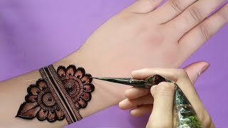 semi bridal mehndi design for back hands  bridal mehndi designmehndi decoration by sadia [upl. by Aimas]