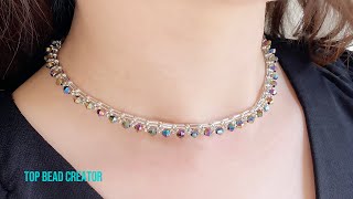 How to make beaded necklace DIY Necklace making tutorial [upl. by Erodroeht]