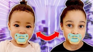 Copying Baby Sister for 24 Hours  FamousTubeKIDS [upl. by Arutak]