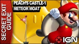 New Super Mario Bros U Secret Exit Walkthrough  Peachs Castle1 Meteor Moat [upl. by Otecina]