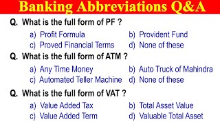 Banking Abbreviations Questions and Answers [upl. by Cassella]