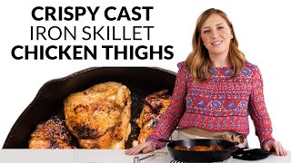 How to Make Crispy Cast Iron Skillet Chicken Thighs [upl. by Anawait784]