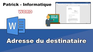 Tuto Word 2019  Placer ladresse du destinataire [upl. by Christmas]