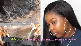 HOW I CLEAN WASH AND REINSTALL MY LACE FRONTAL WIGS  Klaiyi Hair [upl. by Astor822]