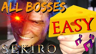 Sekiro  CHEESE All Bosses FAST  EASY After Patch [upl. by Adniroc]