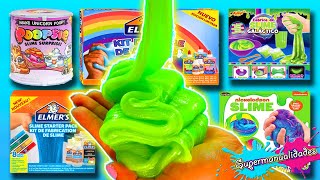 Probando 8 kits para hacer Slime Elmers Nickelodeon y Poopsie  Supermanualidades [upl. by Elirpa]