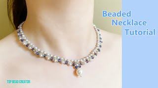 DIY Beaded necklace Jewelry making tutorial Pearl necklace [upl. by Iver]