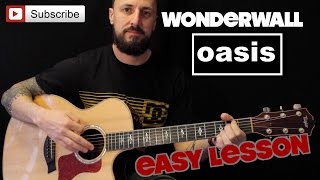 How to play Oasis Wonderwall easy beginners lesson [upl. by Asilej]