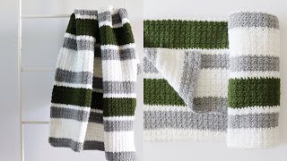 Beginner Striped Crochet Blanket [upl. by Haiel]