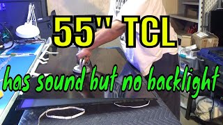 TCL 55s405 tv STUCK SCREEN removal for Led Backlight replacement [upl. by Lydell831]