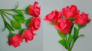 Handmade Paper Rose  Easy and Beautiful Paper Flower Rose Making  DIY Flowers [upl. by Lerrad]