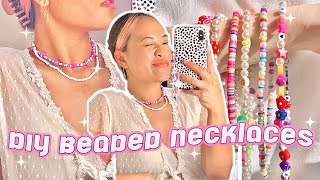 DIY TRENDY BEADED NECKLACES  PHONE CHARM [upl. by Urata]